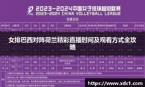 女排巴西对阵荷兰精彩直播时间及观看方式全攻略